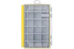 Aventik Waterproof Fishing Tackle Box Organizer with Removable Dividers Sturdy Lure Storage Box and Terminal Tackle Storage 3600/3700 Tackle Trays (Yellow, 3600-10.75x7.13x1.8inch)
