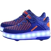 Aikuass USB Chargable LED Light Up Roller Shoes Wheeled Skate Sneaker Shoes for Boys Girls Kids