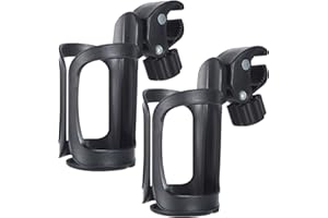 Eucredy Universal Stroller Cup Holder, Upgrade Cup Holder for Walker, Attachable Bike Water Bottle Holder, Drink Holder Attac