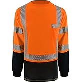 LOVPOSNTY Safety Shirts Hi Vis Shirts with Reflective Strips, Black Bottom Construction Shirts for Men and Women