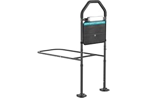 FORTEMOTUS Bed Rails for Elderly Adults Safety, ASTM Bed Side Assist Guard Rail Seniors with Grab Bar Handrails, Adjustable Legs, Motion Light, Storage Pocket, Fit Queen, Twin, King, Queen, Full