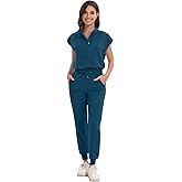 GGEH Scrub for Women Set - Stretch Scrub Top & Jogger Pants Mandarin Collar Anti-Wrinkle Scrub Suit Medical Uniform