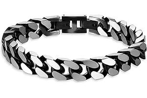 LUCKY2+7 Mens Bracelet -Stainless Steel Fold Over Clasp Cuban Chain Bracelet for Men