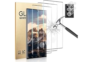 Geviaho [3+2 Pack] Galaxy S22 Ultra Screen Protector with Camera Lens Protector, Fingerprint Unlock, 3D Full Coverage, 9H Tempered Glass Scratch Resistant, for Samsung Galaxy S22 Ultra 5G 6.8 Inch
