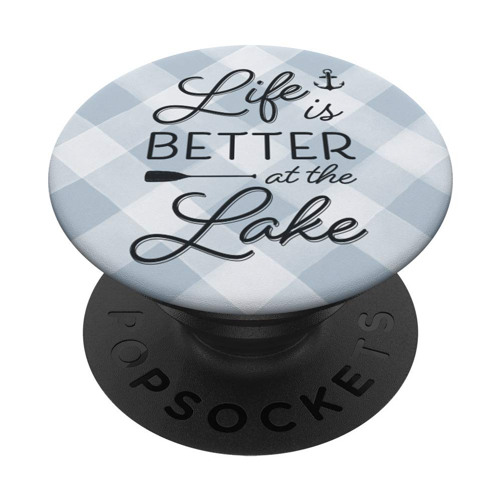 Life Is Better At the Lake | Cute Plaid Lake Vacation Quote PopSockets PopGrip: Swappable Grip for Phones & Tablets
