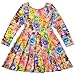 Jxstar Kids Girls' Casual Cat Printed Long Sleeve Clothing Skater Dress 150 Cat Fall 10-11Years Height 57in