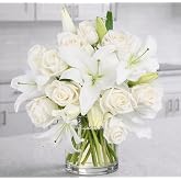 BloomsyBox &ndash; Elegant White Lilies &amp; Roses (Glass Vase Included) &ndash; Fresh Flowers for Delivery &ndash; Birthday, Sympathy, Anniversary Flowers - Send Flowers.