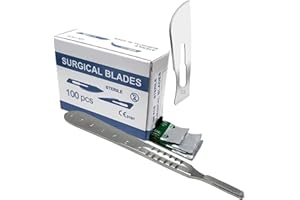 HIGH TECH INSTRUMENTS 100 SCALPEL STERILE BLADES #22 WITH FREE SCALPEL HANDLE #4 (HTI BRAND)