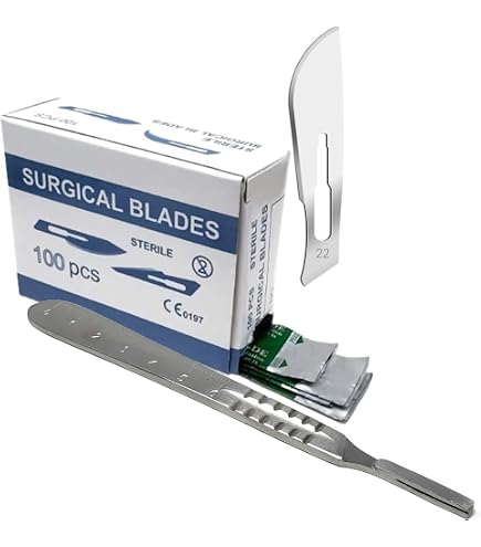 HTI 50 Pcs Sterile #10R Carbon Steel Blades + No. 3 Scalpel Handle - Surgical Grade