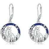 Dragonfly/Mermaid/Wolf/Phoenix Earrings Sterling Silver Moonstone Filigree Teardrop Dangles Animal Celtic Jewelry Birthday Irish Gifts for Women