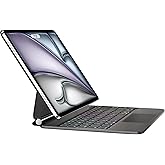TabletKeyer Magic for iPad Air 13-inch (M3 2025/M2 2024) Case with Keyboard Pro 12.9 inch (6th/5th/4th/3rd) Gen, Trackpad Floating Rainbow Backlit TouchPad Keypad with Cantilever Magnetic Cover Black