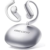 King Lucky Open Ear Headphones Wireless Bluetooth 6.0 Earbuds & Earphones,45H Playtime Comfortable Ear Hook with Mic,IPX5 Waterproof,Multipoint,Ideal for Workout,Running&Sport (Silver Gray)