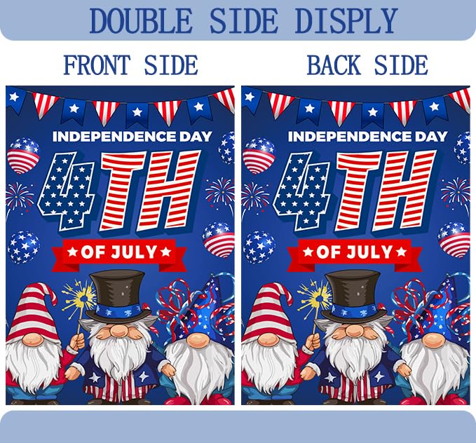 Gnomes Theme Seasonal Garden Flags Set of 12 Double Sided 12 x 18 Inch Summer Garden Flag for Outside, 4 of July Fall Winter Halloween Christmas Outdoor Flags, Holiday Flags for All Seasons
