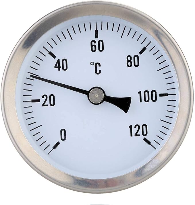 Thermomètre Analogique Pour Tuyau D'eau Chaude - Acier Inoxydable 63mm - Neuf