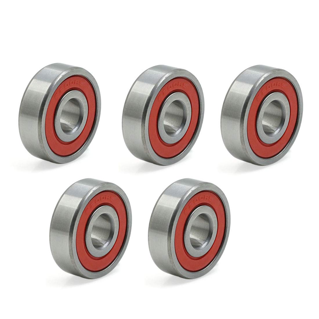 sourcingmap 5pcs 6200RS 10 x 30 x 9mm Double Sealed Deep Groove Ball Bearing