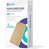 Conkote Silicone Foam Dressings 4'' X 8'', Gentle Adhesive Wound Dressing for Wound Care, Box of 5 Dressings
