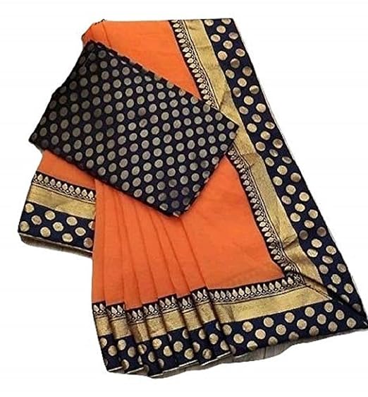 Women's Chanderi Cotton Jacquard Lace border Work Style Saree with Unstitched Jacquard Blouse Piece(Yellow)