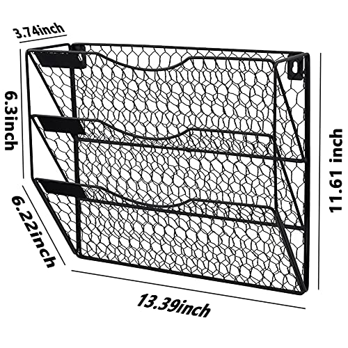 COSYAWN 3 Tier Wall File Holder Hanging Mail Organizer Metal Chicken