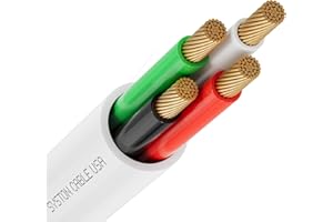 SYSTON CABLE TECHNOLOGY SYSTON 16/4 Speaker Audio Cable Wire Bulk, 16AWG 4C Strand OFC - Oxygen Free Copper Conductors, CMR Riser-Rated Indoor/Outdoor UV Resistant RoHS Compliant for Home Theater Car Speakers, White 50 FT