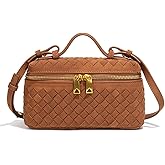 Slouchy Woven Crescent Crossbody Purses Women Square Box Shoulder Bag Mini Suede Tote Hobo Bags Handbag Evening Clutch Purse