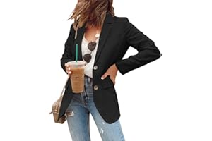 Newffr Womens Open Front Blazers Casual Long Sleeve Lapel Collar Button Down Work Office Jackets Blazer with Pocket