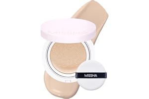 MISSHA Magic Cushion Foundation No.21 Light Beige for Bright Skin - Flawless Coverage, Dewy Finish, Easy Application for All Skin Types