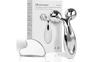 leiwo Stainless Steel Gua Sha and Face Roller Set, Facial Tool for Face Sculpting, Metal Skin Care, Massager for Women
