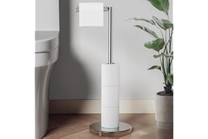 BATHLAVISH Toilet Paper Holder Stand 23.2" H Bathroom Free Standing Tissue Paper Roll Holder Storage Shelf for 4 Rolls, Stain