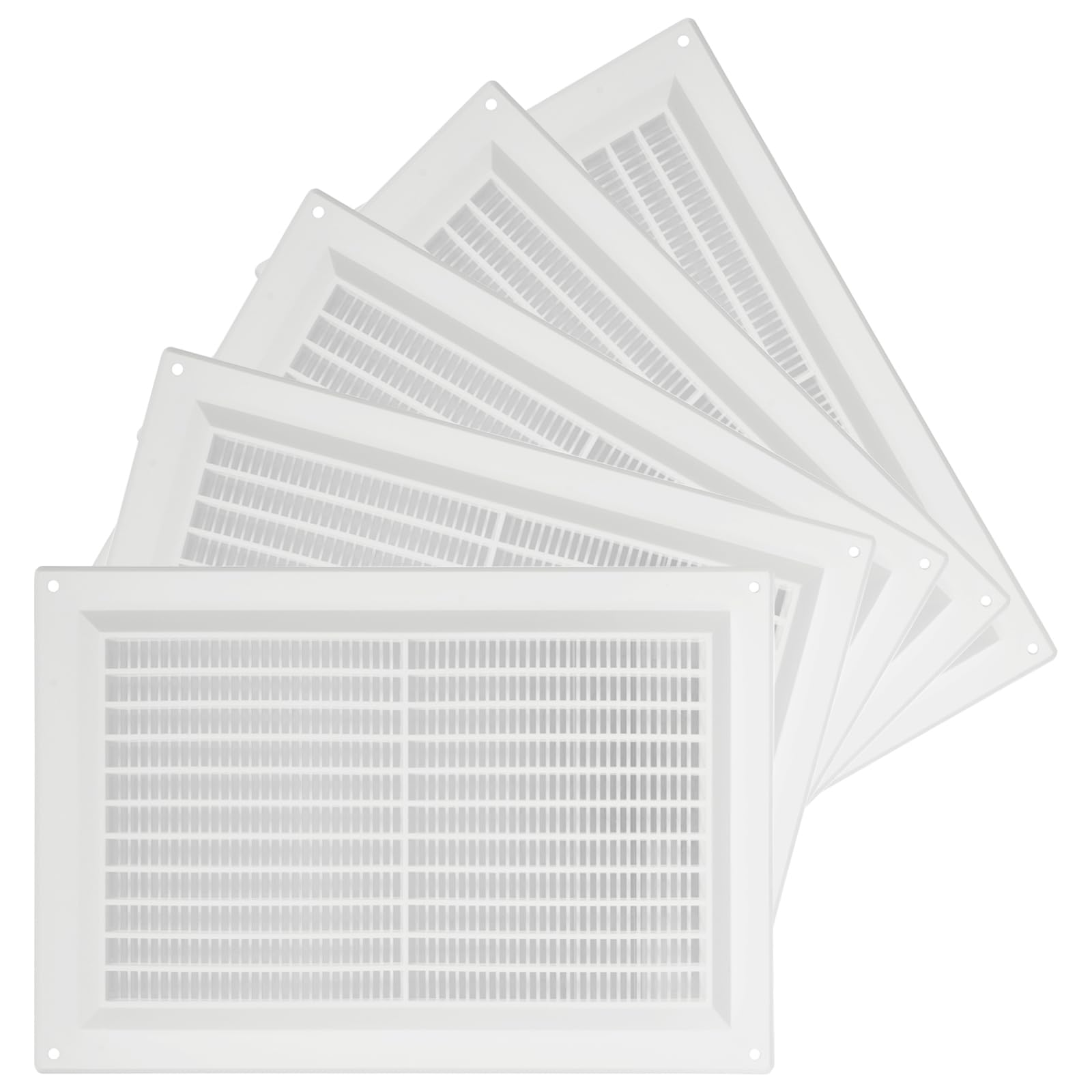 Repa Market 5-Pack 10'' x 7'' Inch / 250 x 170 mm Plastic White - Vent Cover - Rectangular Duct Cover - Air Vent Louver - Protective Screen Mesh - HVAC Ventilation, Exhaust, Air Intake Grill