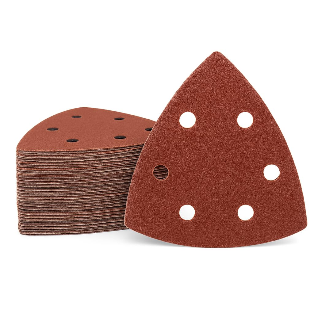 160 Pcs Multi Tool Sanding Pads Multi Grit Pack 93mm 20x P40 P60 P80 P120 P180 P240 P400 P600| Hook and Loop | 6 Hole Dust Free | Detail Sander Triangle Delta Multitool