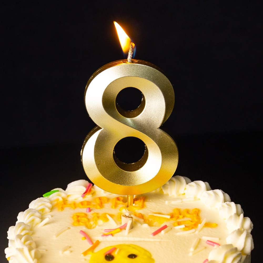 Birthday Candles Extended Big Number Candle Multicolor 3D Design Cake Topper Decoration for Any Celebration(8 Candle Blue): Home Improvement