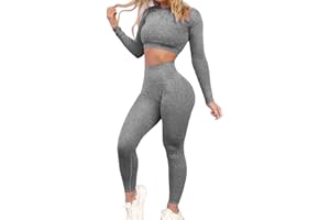 CFR Women Workout Sets 2 Pieces Seamless Tank Crop Tops Leggings Exercise Outfits Tracksuit