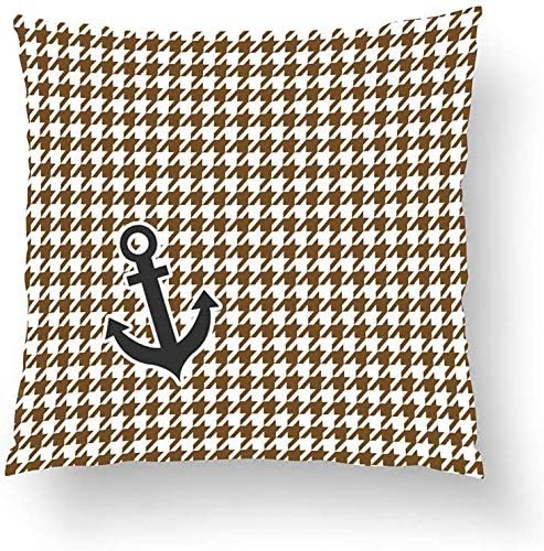 Swdream Pillow Covers One side Pillowcases 18x18 Inch Anchor; Chocolate Brown Houndstooth Pillow Cases Cushion Cover for Home Sofa Bedding