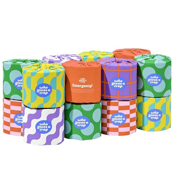 WHO GIVES A CRAP | 100% RECYCLED TOILET PAPER, 16 ROLLS, 330 SHEETS, BIODEGRADABLE & ECOFRIENDLY, SOFT & STRONG, VIRGIN TREE FREE, BULK TOILET PAPER