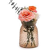 OFFIDIX Glass Vase,6.5 * 4.5in Large Mouth Shape Geometric Faceted Design Flower Vase for Weddings,Events,Decorating,Office,Home Decor