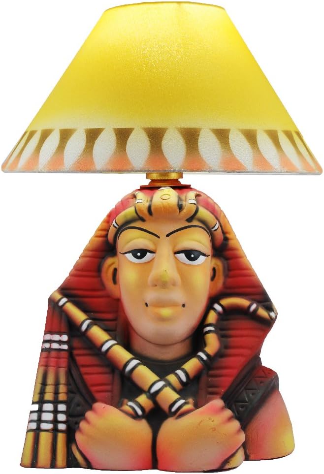 Kinora M-27 Ancient Egyptian Cultured Yellow Shade Terracotta Table Lamp