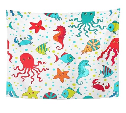 Amazon Com Emvency Tapestry Pattern Sea Creatures Wall Hanging