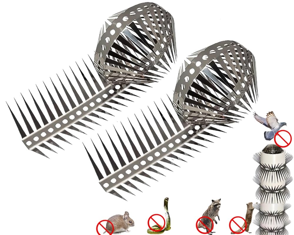 2PCS Anti Animal Climbing Thorns Bird Spikes Squirrel Baffle Squirrel baffles for Bird feeders Squirrel Repellent Pigeon Deterrent Bird nest Preventer Repel Squirrels (M: Thorn Length 3cm)