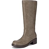 Athlefit Women's Knee High Boots Square Toe Chunky Block Riding Tall Boots for Women Low Heel