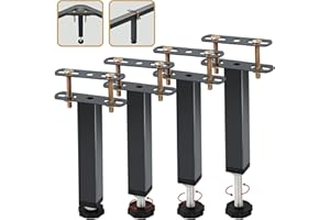 LAOWU 4 Pcs Adjustable Height Bed Support Legs For Bed Frame/Bed Center Slat, Super Sturdy Metal Bed Frame Center Support Leg, Replacement Bed Frame Support Legs, Support Feet For Bed Frame (7.8 To 10.6 IN)