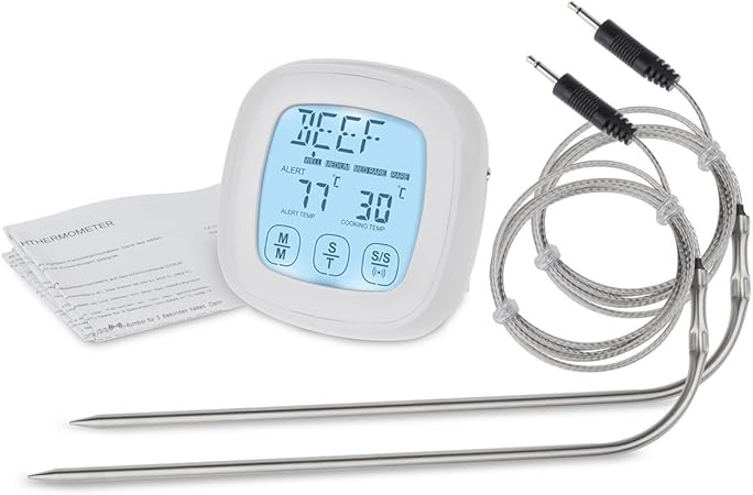 Cooking food//Thermomètre de four /& Minuteur fournis C//W en acier inoxydable four sonde