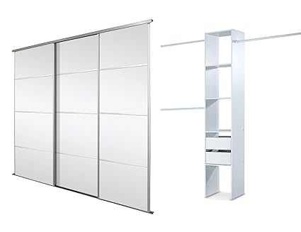 Spacepro Triple 4 Panel Silver Framed Mirror Sliding Wardrobe