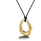 JAVARNV Pendant Necklace Chunky Gold Ncklace Silver Large Pendant Necklaces Statement Long Silver Necklaces for Women Dress Accessories Jewelry Gift