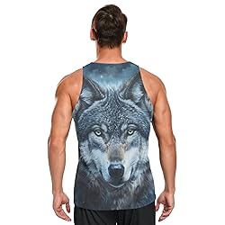 JHKKU Wolf Tank Tops for Men's Graphic Sleeveless