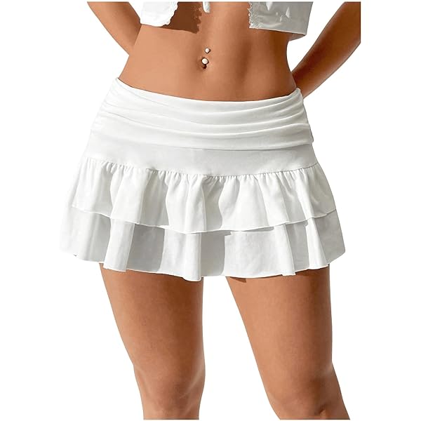 Amazon.com: WDIRARA Women's Low Waist Color Block Pleated Skirt