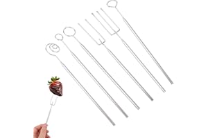 6pcs Chocolate Dipping Tools Set, Stainless Steel Candy Fondue Forks Sticks with Slotted Spoons Cake Decorating Tools Accesso