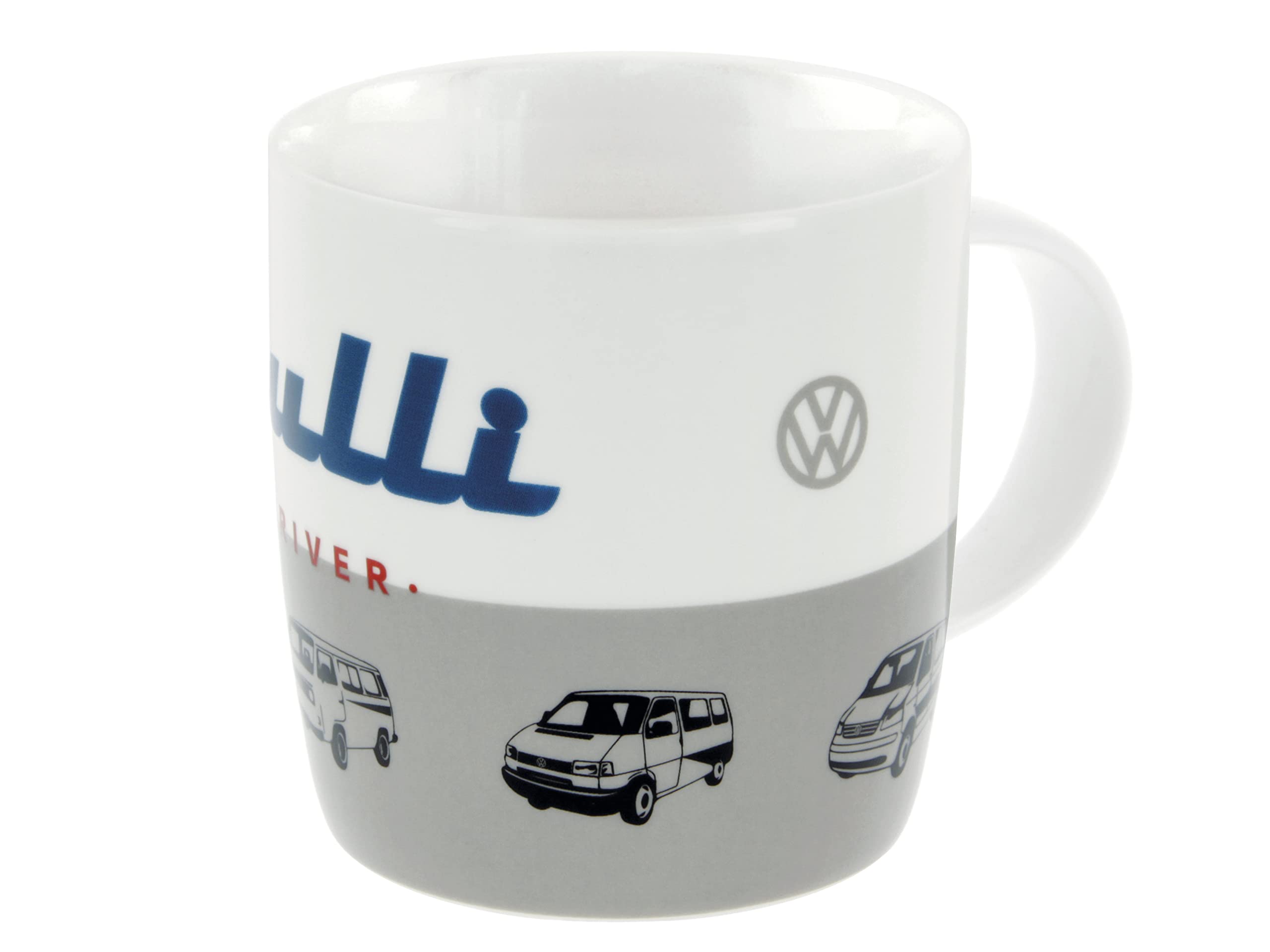 BRISA VW Collection - Volkswagen Large Ceramic Coffee-Tea-Cappuccino Mug Cup in T1 T2 T3 T4 T5 T6 Bus Design (370 ml/12.5 fl oz/Bulli Driver/Gray)