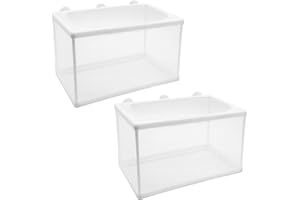 Kemcatui 2 Pcs Fish Hatchery Breeder Box, 260 x 155 x 155 mm Fish Tank Breeder Net, Fish Fry Aquarium Fry Hatchery Separation Net, Fish Fry Hatchery Suction Cup for Aquarium