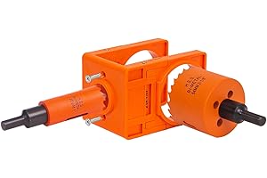 VIKITON Door Lock Installation Kit, with 1 inch Hole Saw (2 inch Depth) & 2-1/8 inch Hole Saw (1.5 inch Depth) and Jig, for Drilling Wood and Metal Door, Installing Deadbolt and Knob, Orange