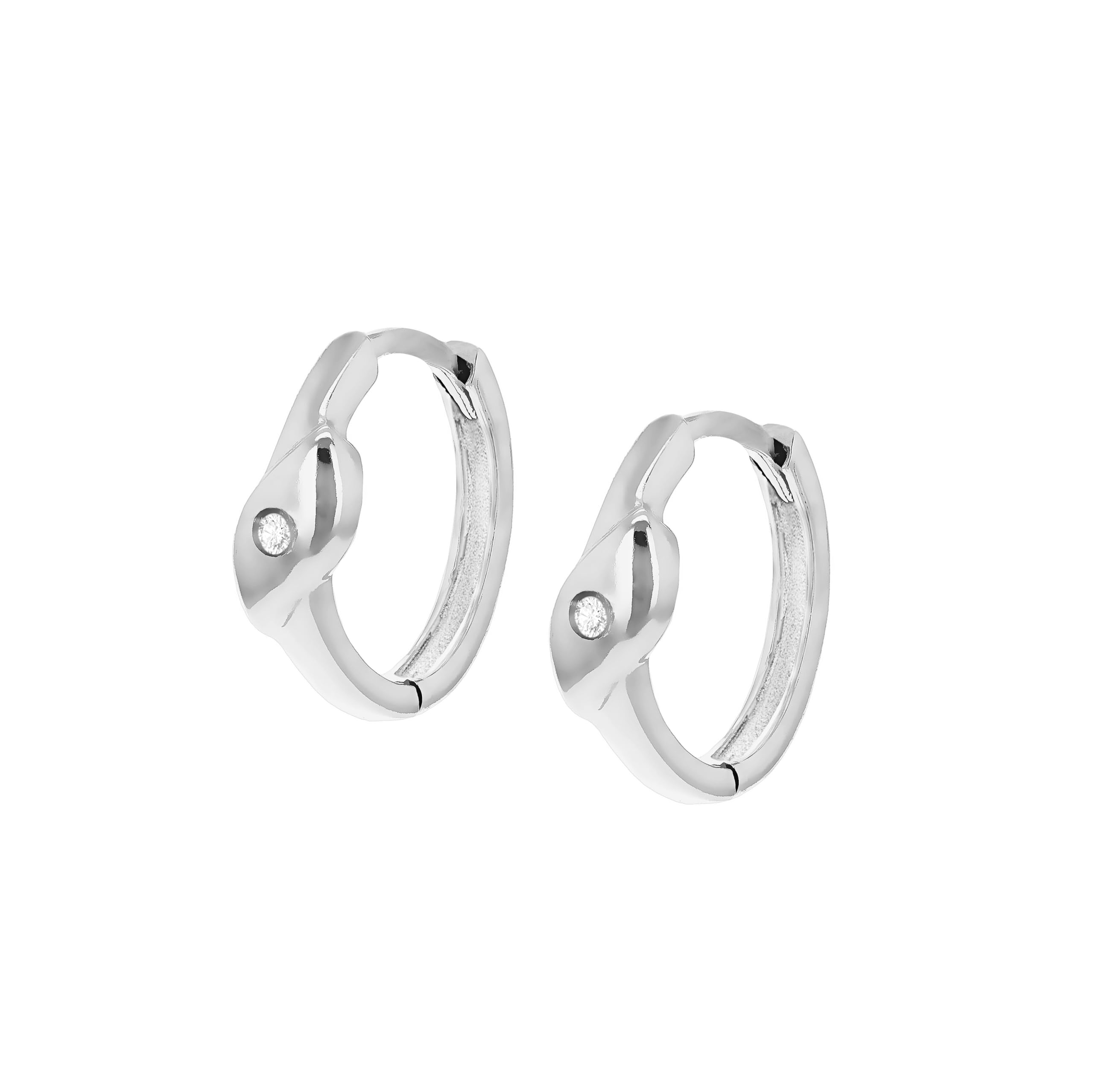 Tuscany Silver Women's Sterling Silver Rhodium Plated 0.02 ct Diamond Leaf 12.5 mm Hoop Earrings
